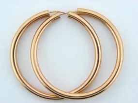 HOOPS30P - 19.2k Gold Plain Hoops Earrings (3mm thickness)