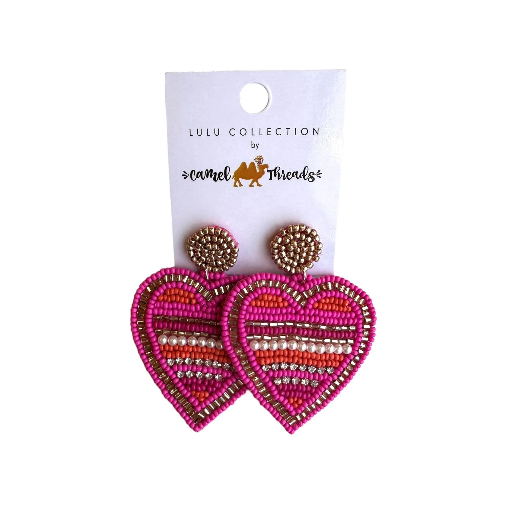 Hot Pink Beaded & Embellished Earrings