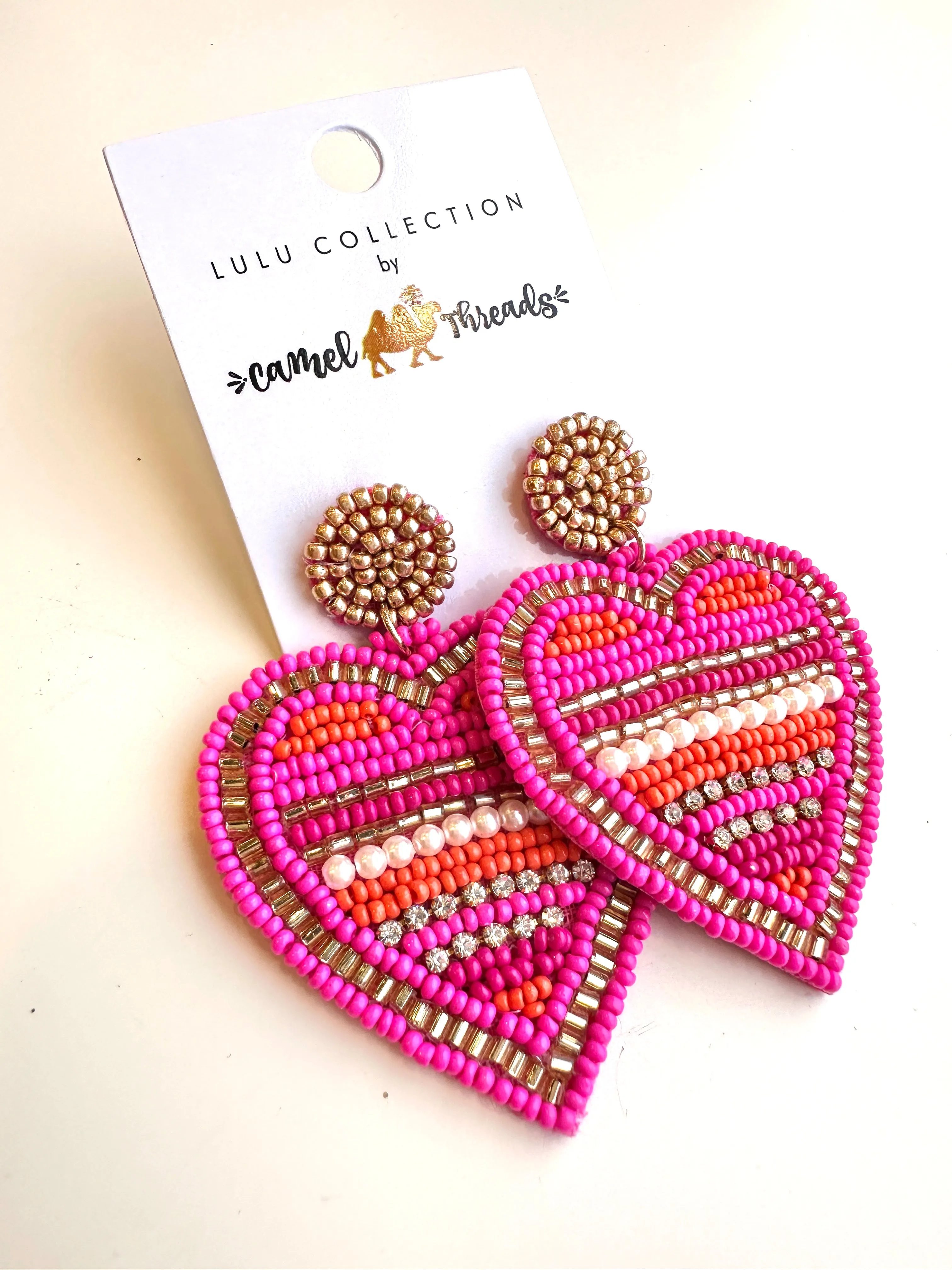 Hot Pink Beaded & Embellished Earrings