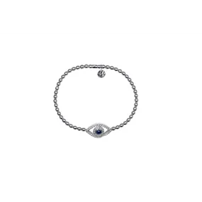 Hulchi Belluni 18K White Gold Element Diamond and Sapphire Eye Bracelet