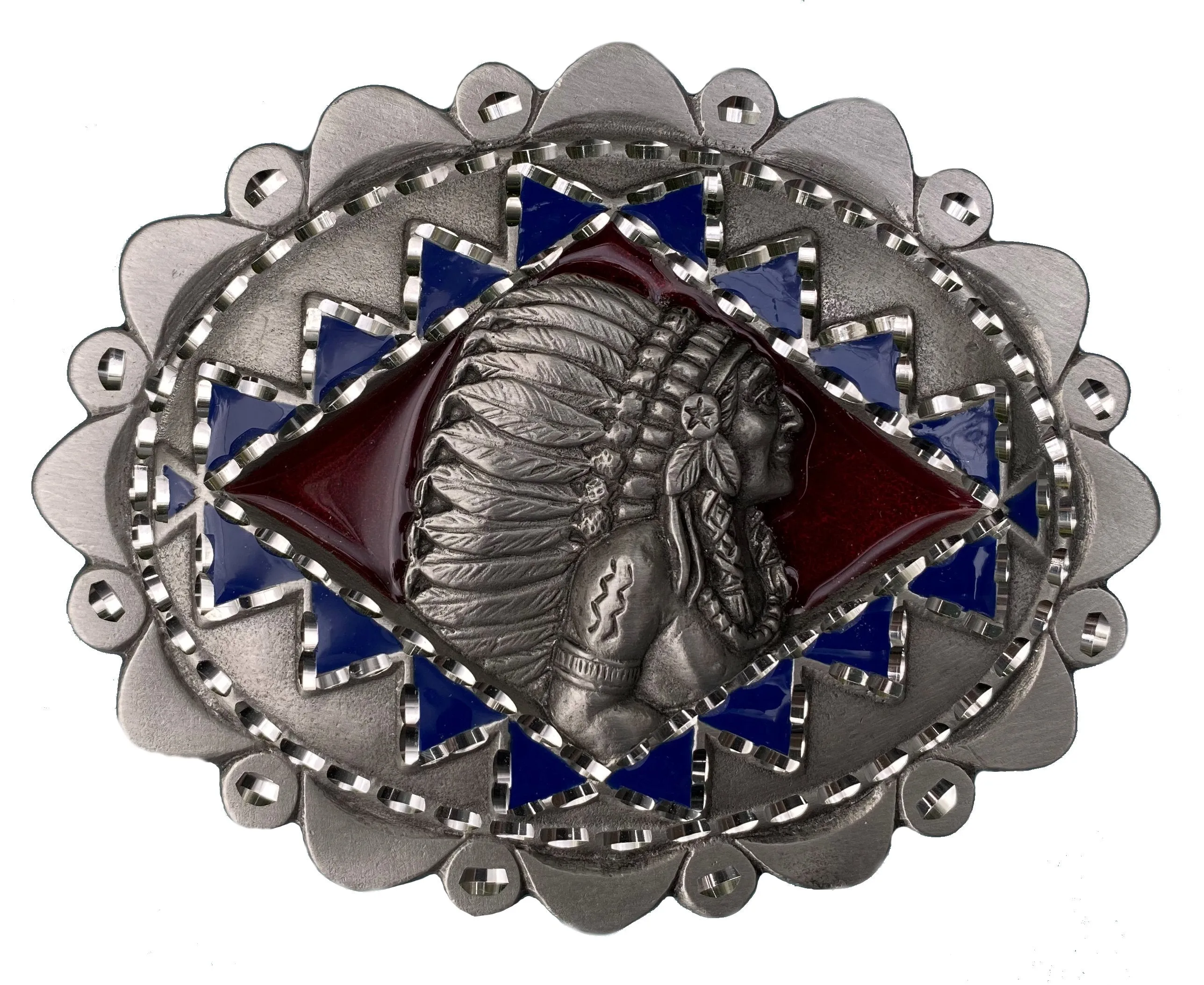 Indian Head Diamond Cut Belt Buckle