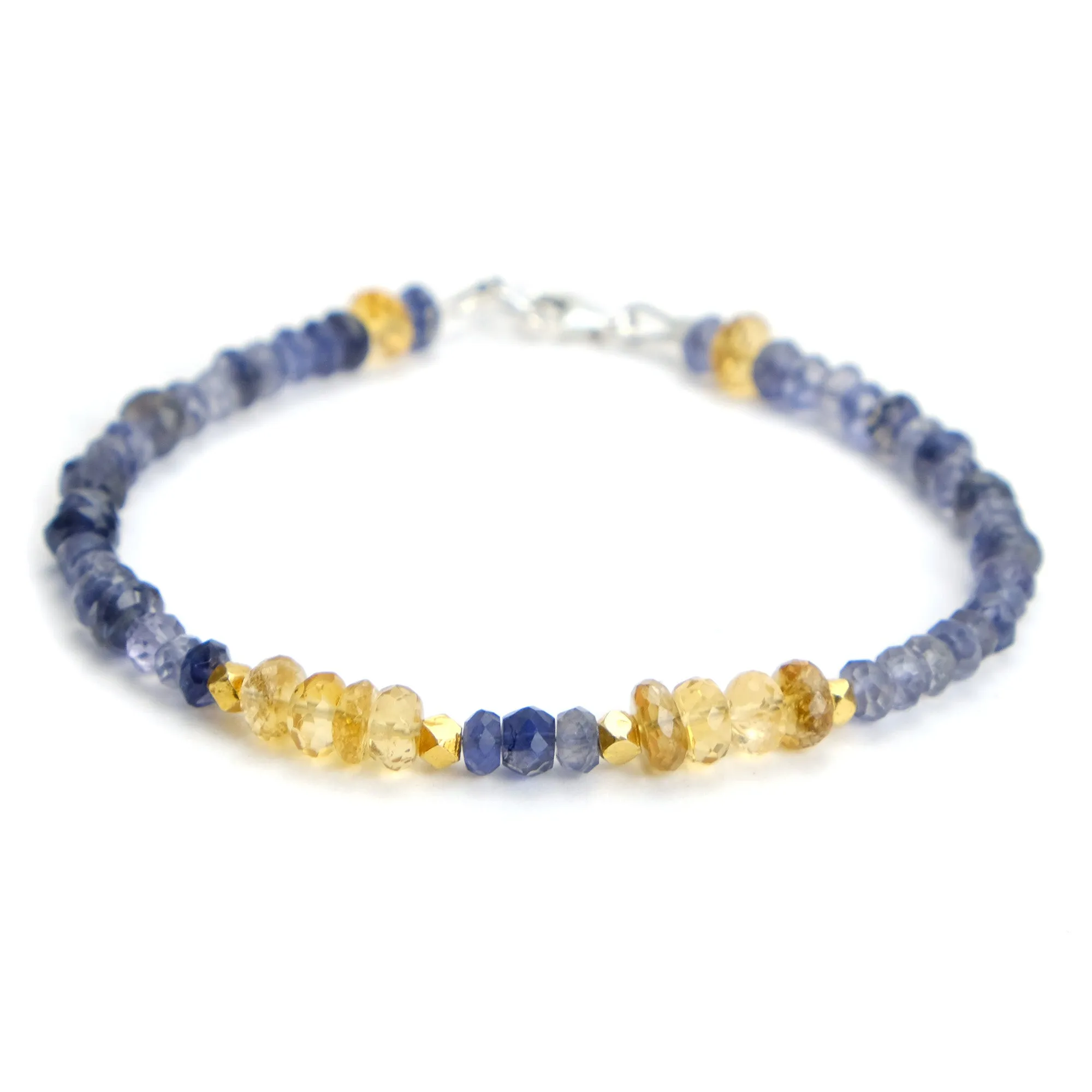 Iolite and Citrine Faceted Bracelet with Sterling Silver Trigger Clasp