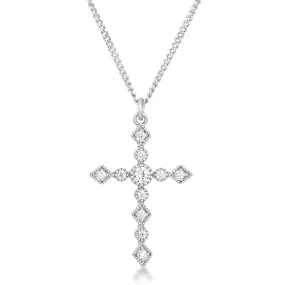 Jelana Delicate Vintage CZ Silver Cross Pendant