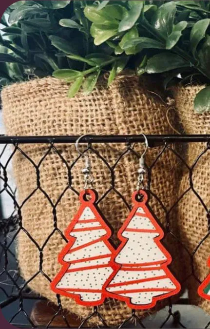 Jewelry - Wood Christmas Tree Earrings