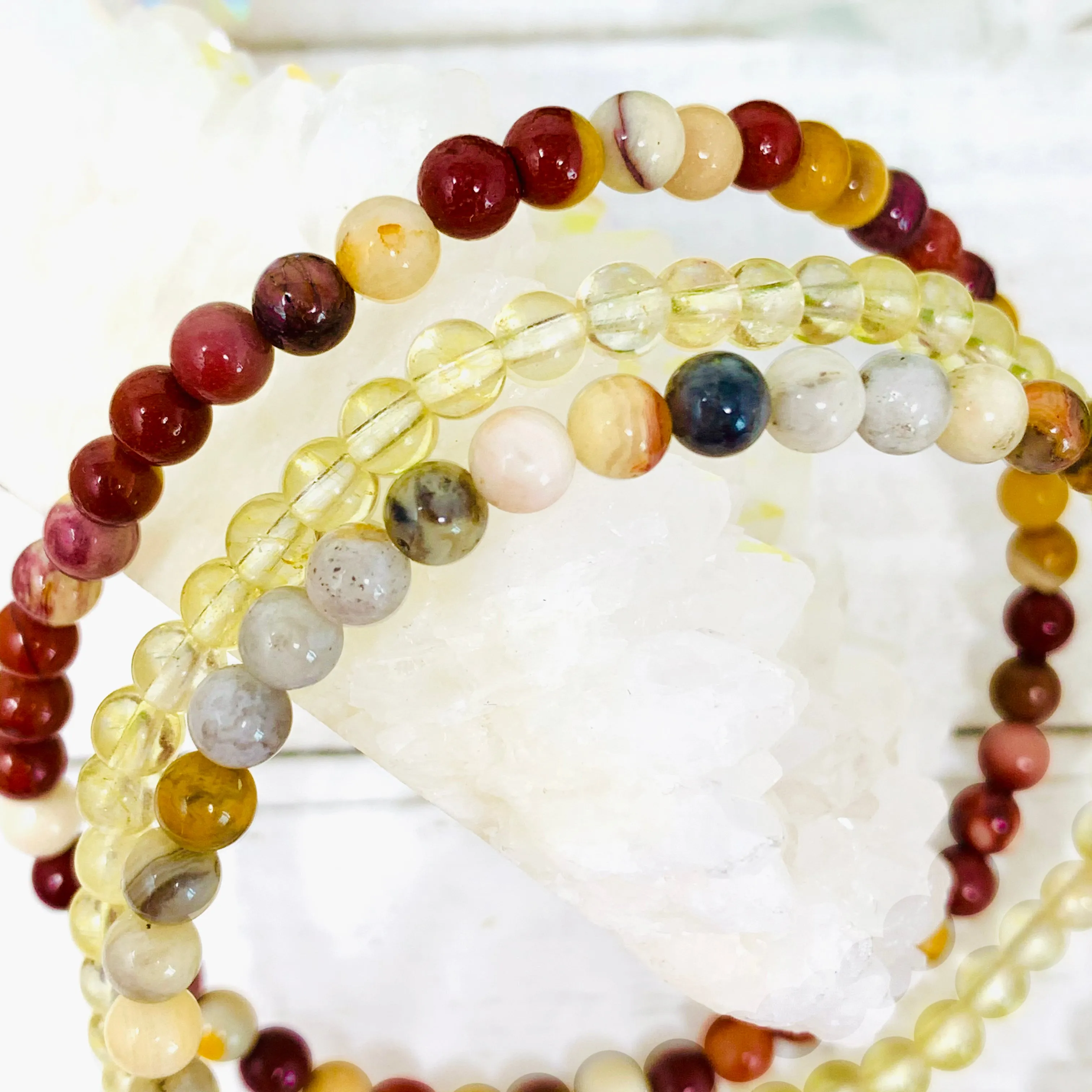 Joy Happiness Stackable Crystal Bracelet Set