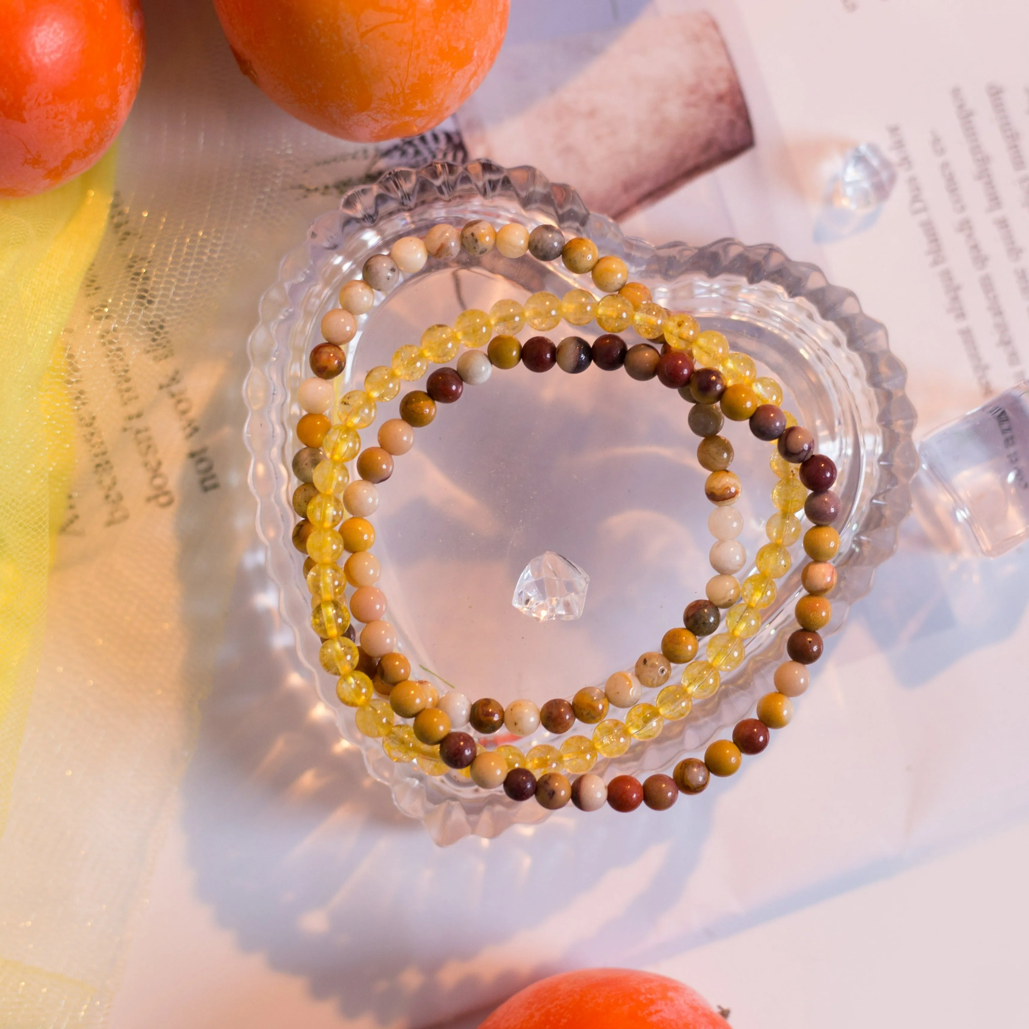 Joy Happiness Stackable Crystal Bracelet Set