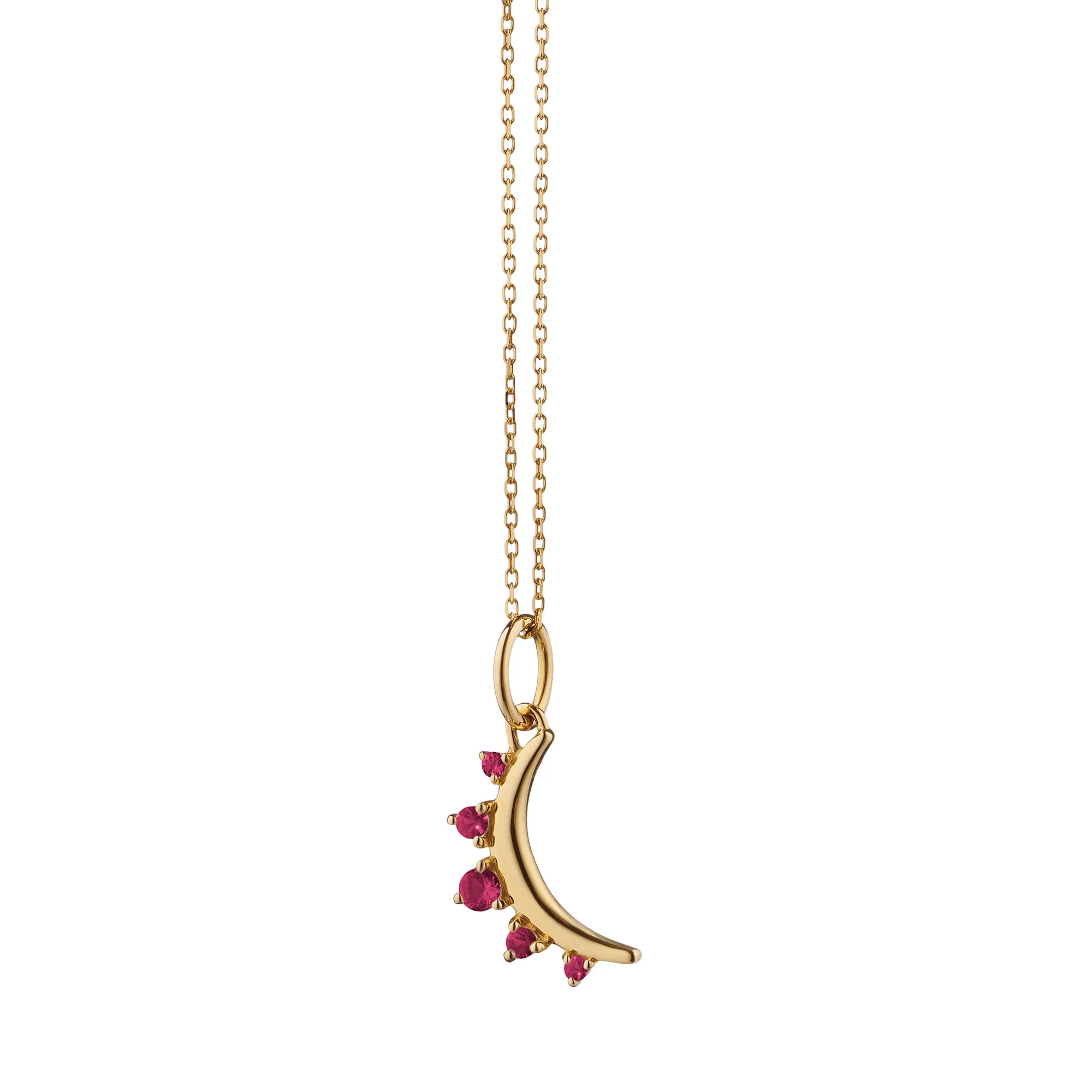 July Ruby "Moon" 18K Gold Birthstone Necklace