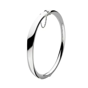 Kit Heath Silver bevel curve hinged bangle