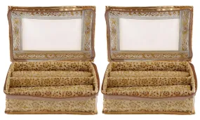 Kuber Industries Brocade Hardboard 2 Pieces Two Rod Bangle Box (Gold)- CTKTC021163