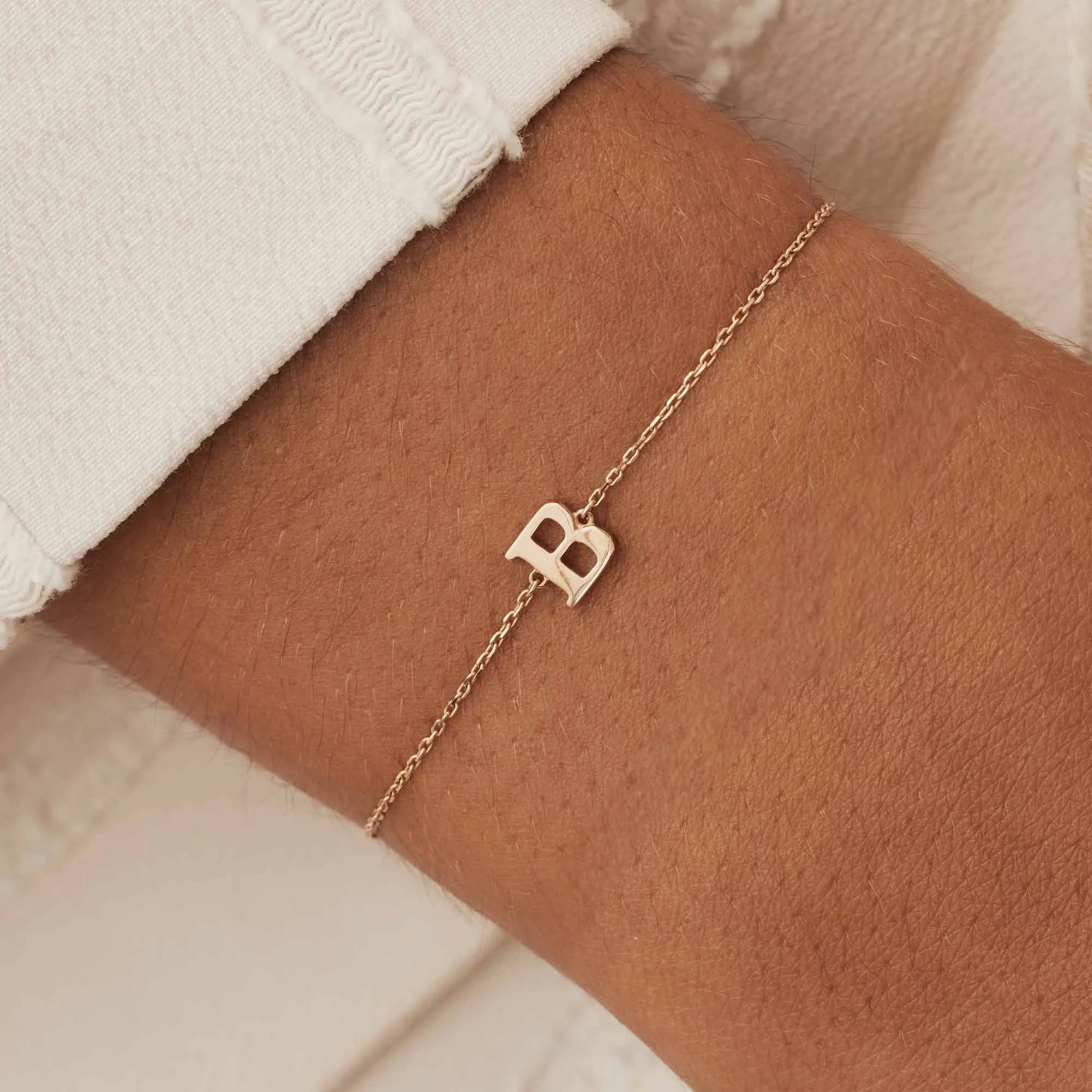 La Concorde Rachel 14 karat rose gold initial bracelet with letter