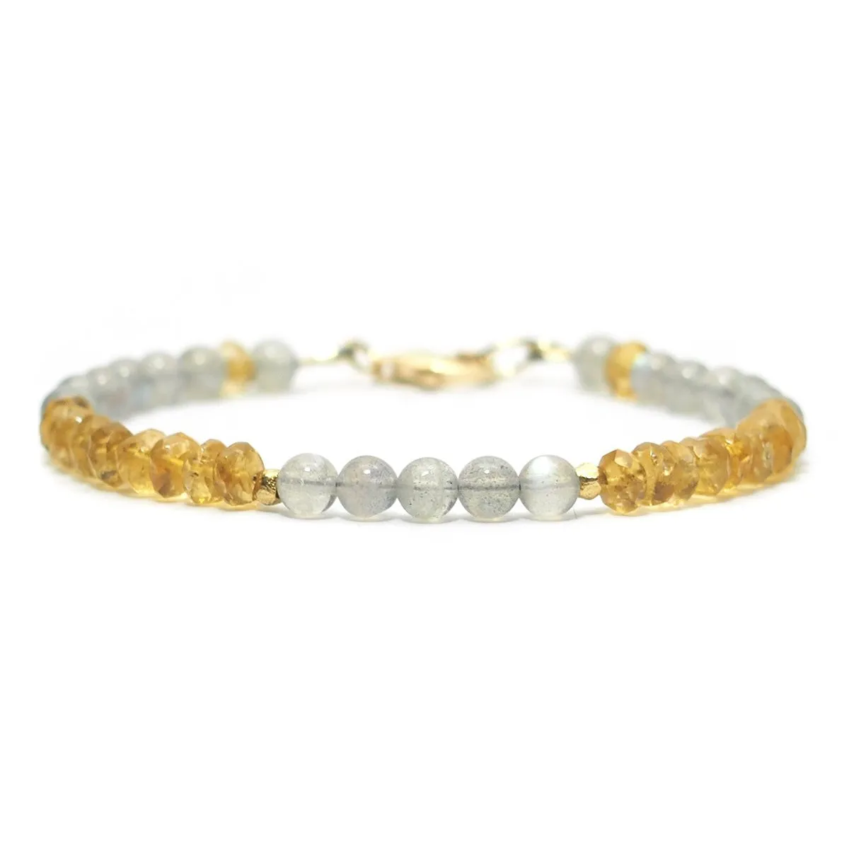 Labradorite and Citrine Bracelet with Gold Filled Trigger Clasp