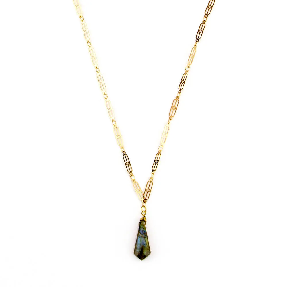 Labradorite Deco Chain Pendant Necklace