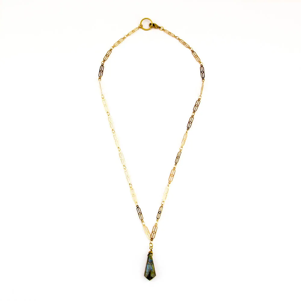 Labradorite Deco Chain Pendant Necklace