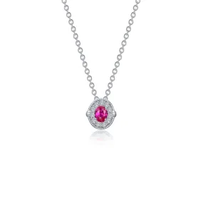 Lafonn Simulated Diamond & Ruby Halo Necklace N0320CRP20