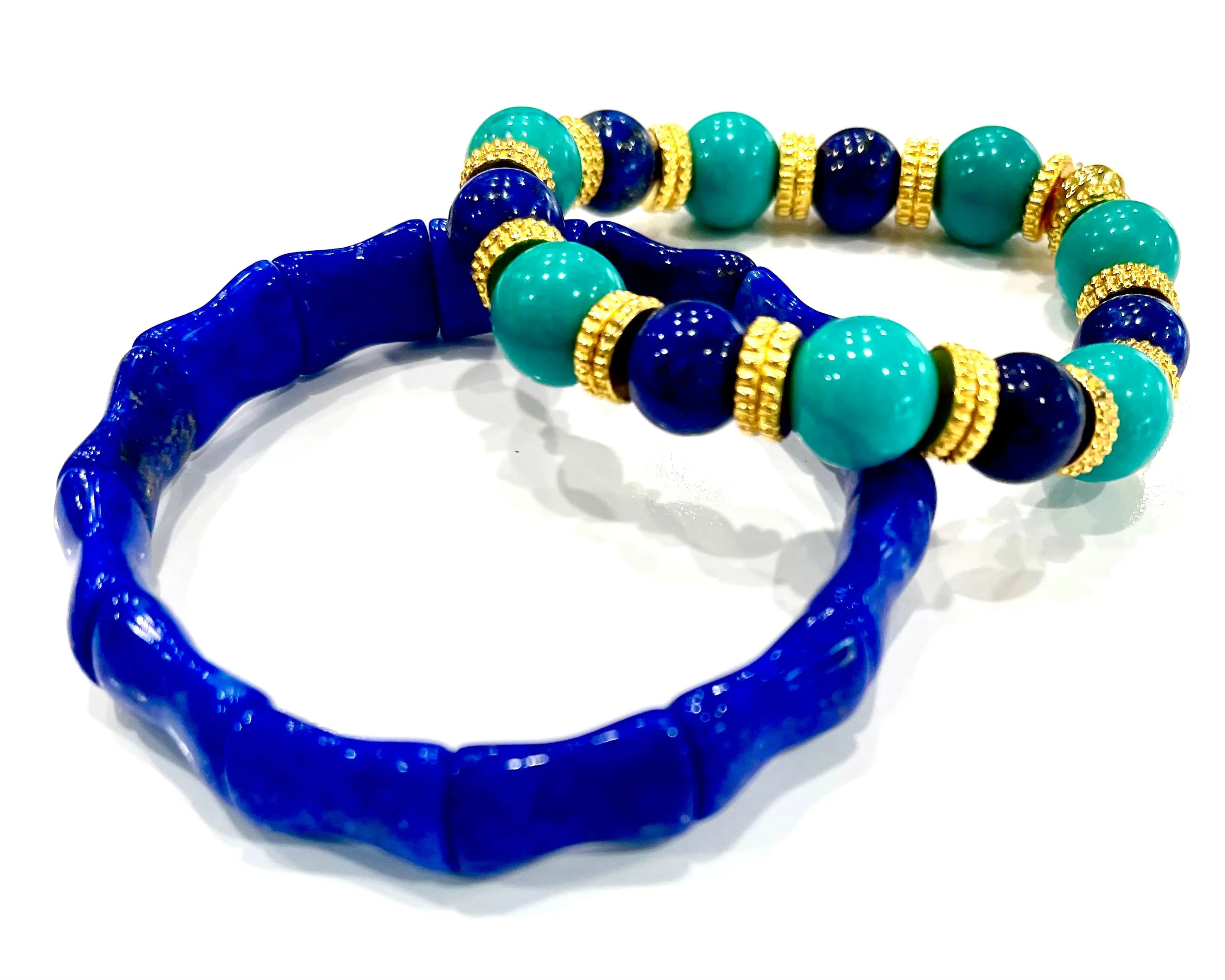 Lapis Lazuli & Turquoise Gemstone Bracelet Stack