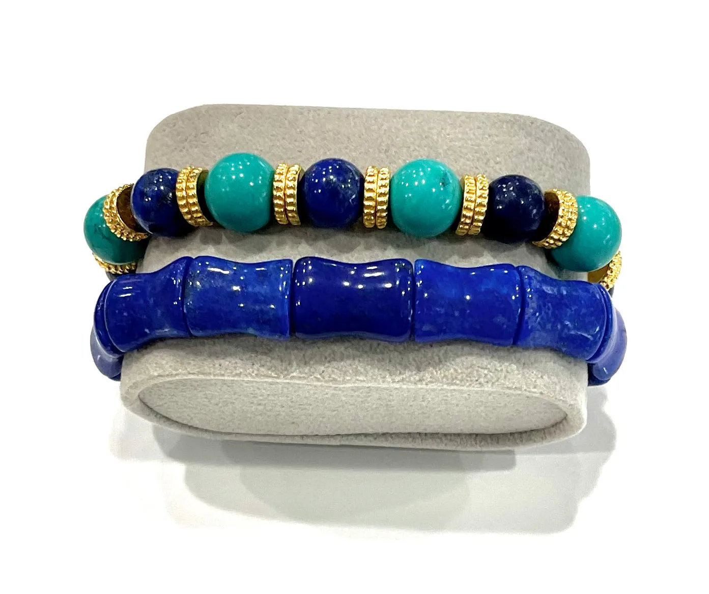 Lapis Lazuli & Turquoise Gemstone Bracelet Stack