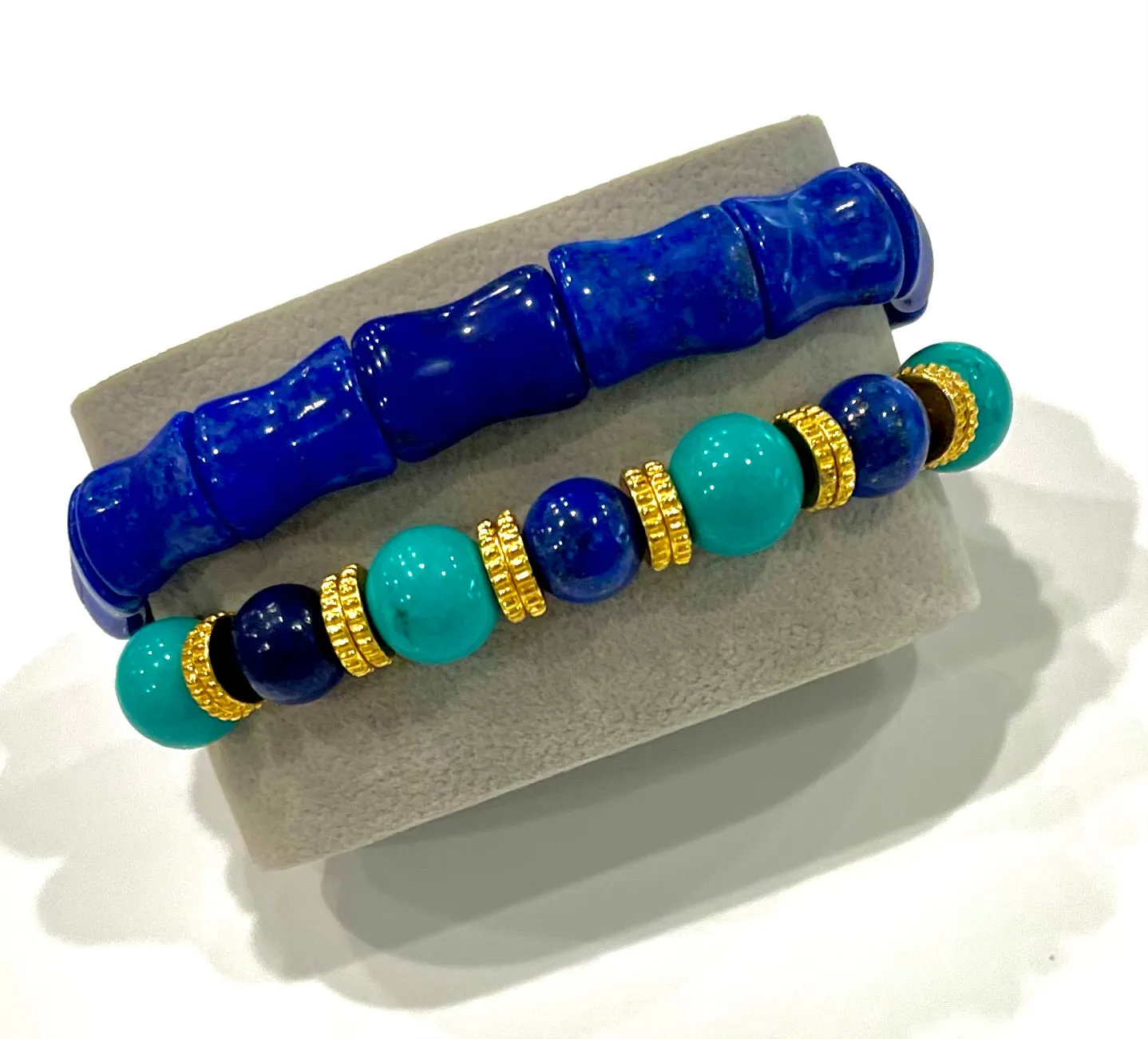 Lapis Lazuli & Turquoise Gemstone Bracelet Stack