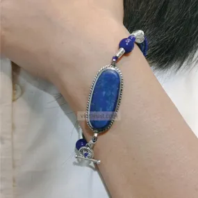 Lapis Lazuli Gemstone Bracelet, Handmade Beaded Chain