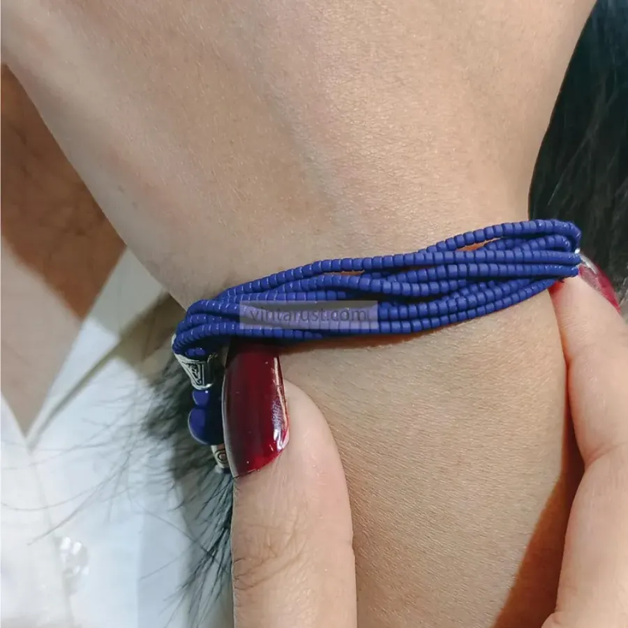 Lapis Lazuli Gemstone Bracelet, Handmade Beaded Chain