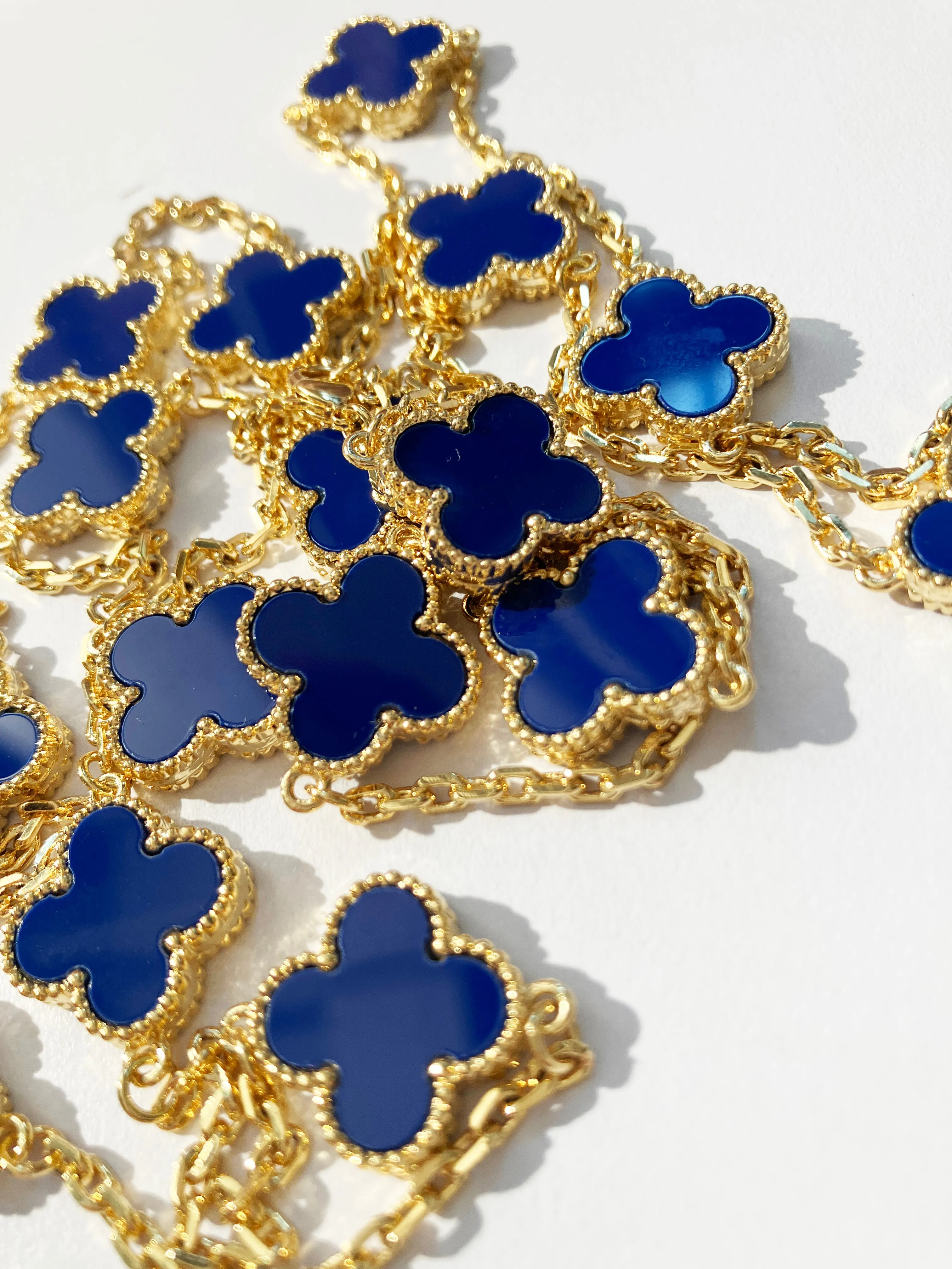 Lapis Lazuli Quatrefoil Gold Plated Necklace