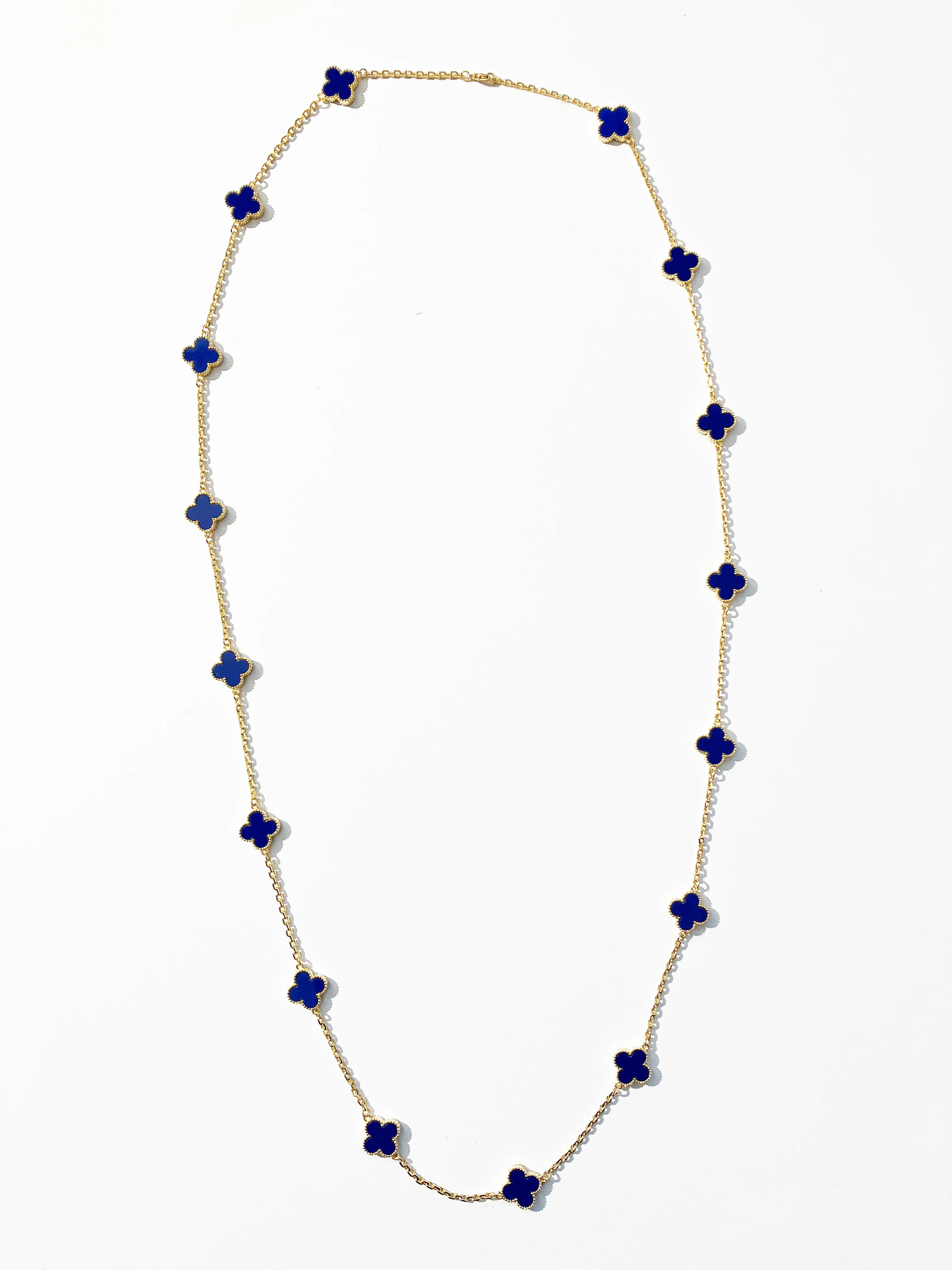 Lapis Lazuli Quatrefoil Gold Plated Necklace