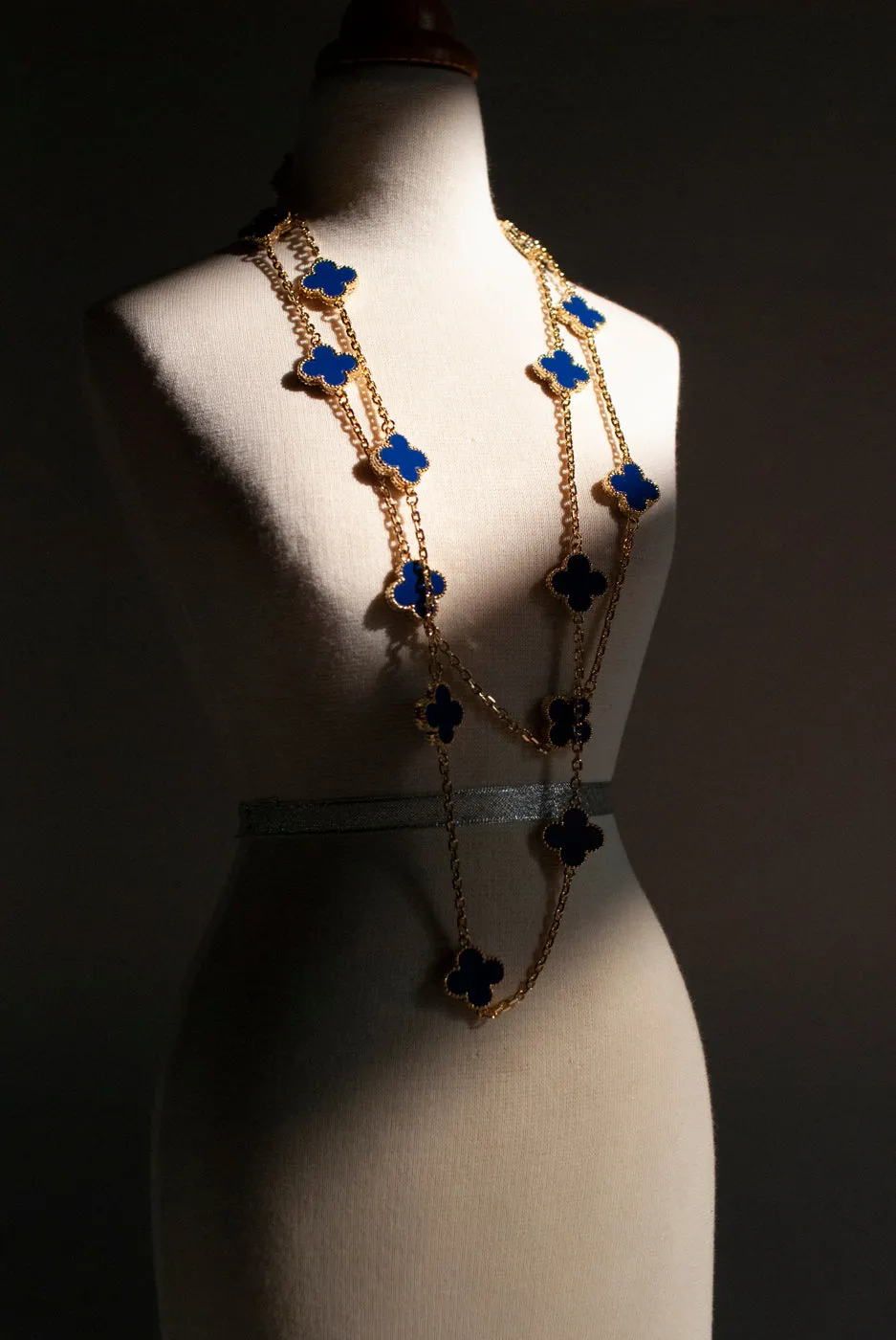 Lapis Lazuli Quatrefoil Gold Plated Necklace