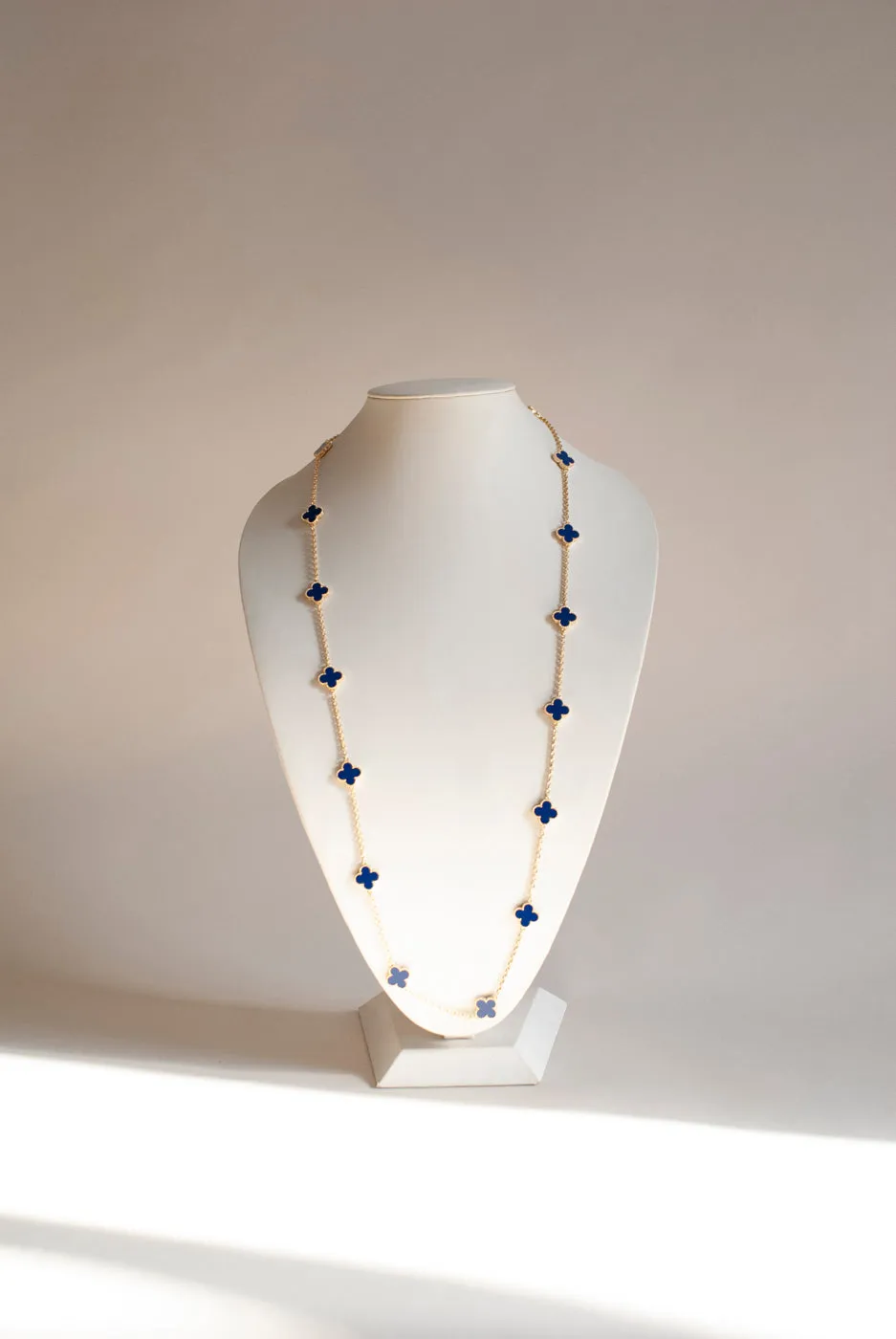 Lapis Lazuli Quatrefoil Gold Plated Necklace