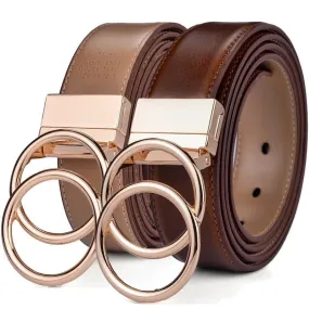 Leather Reversible Belt: Elegant Two-in-One Accessory for Men and Women