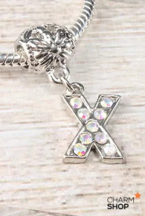 Letter X Rhinestone Bead Charm