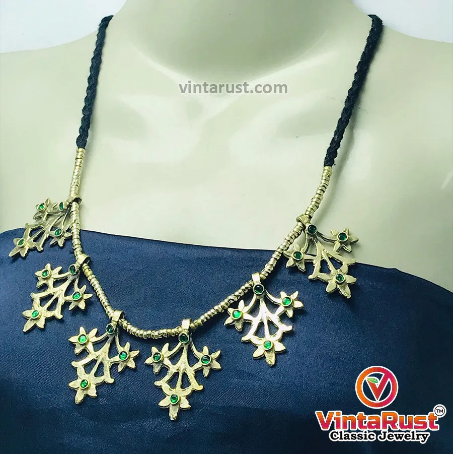 Light Weight Golden Tone Choker Necklace With Motifs