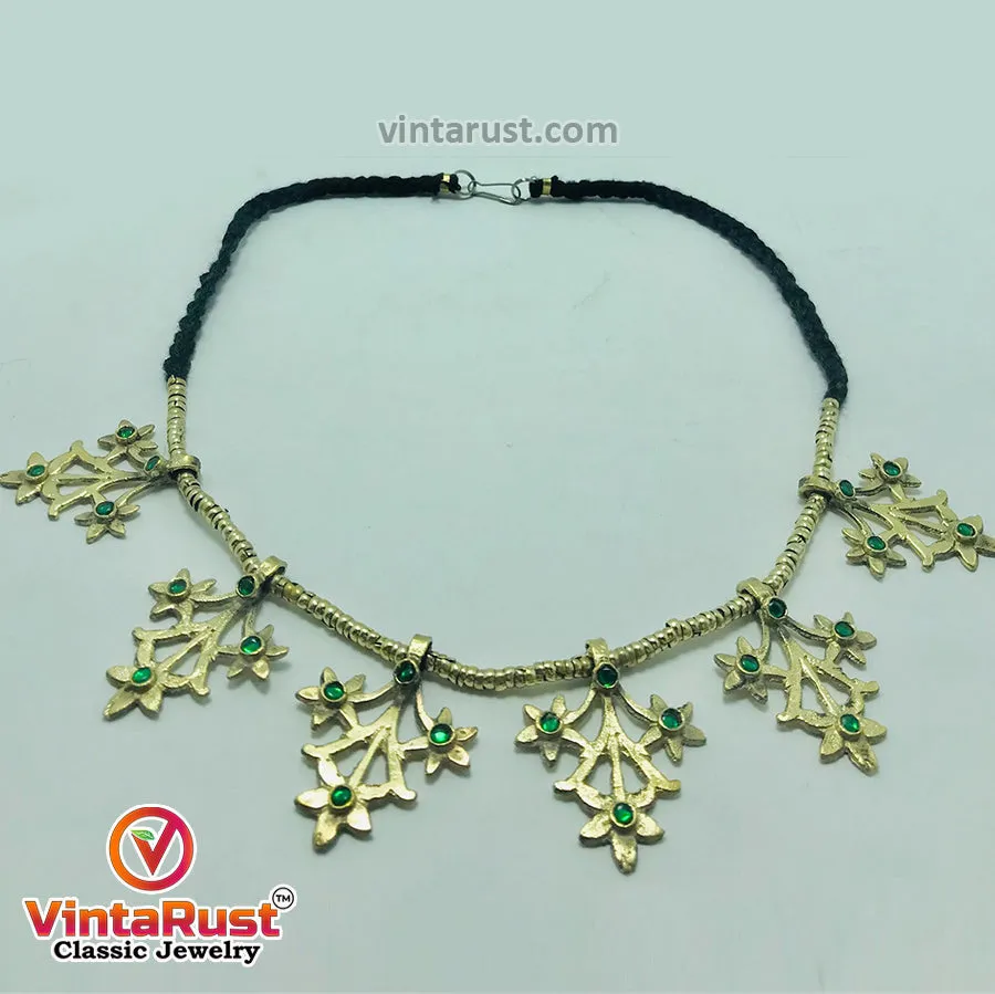 Light Weight Golden Tone Choker Necklace With Motifs