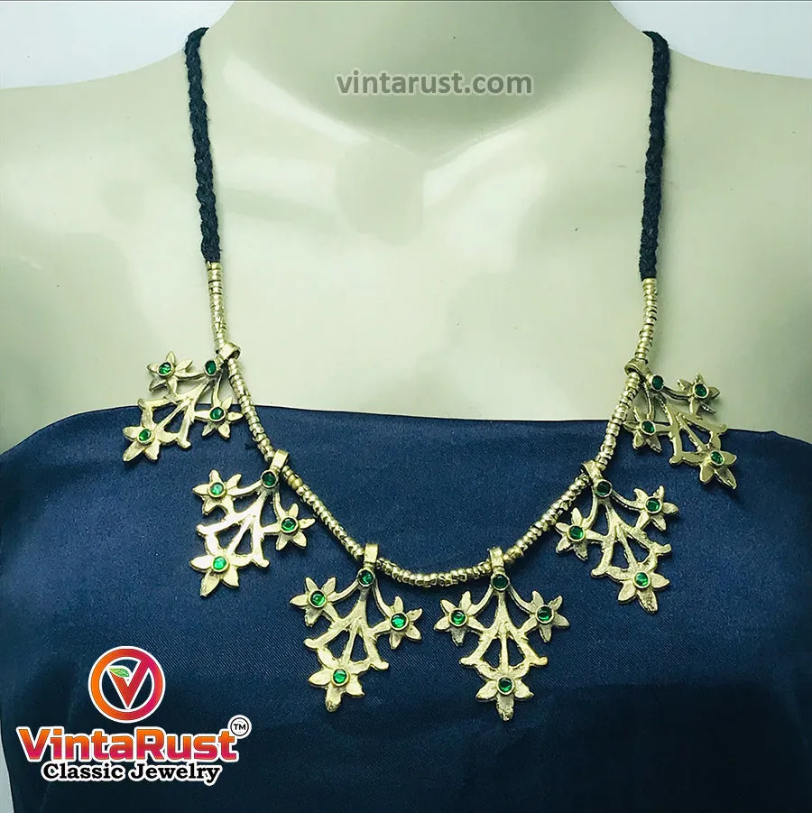 Light Weight Golden Tone Choker Necklace With Motifs