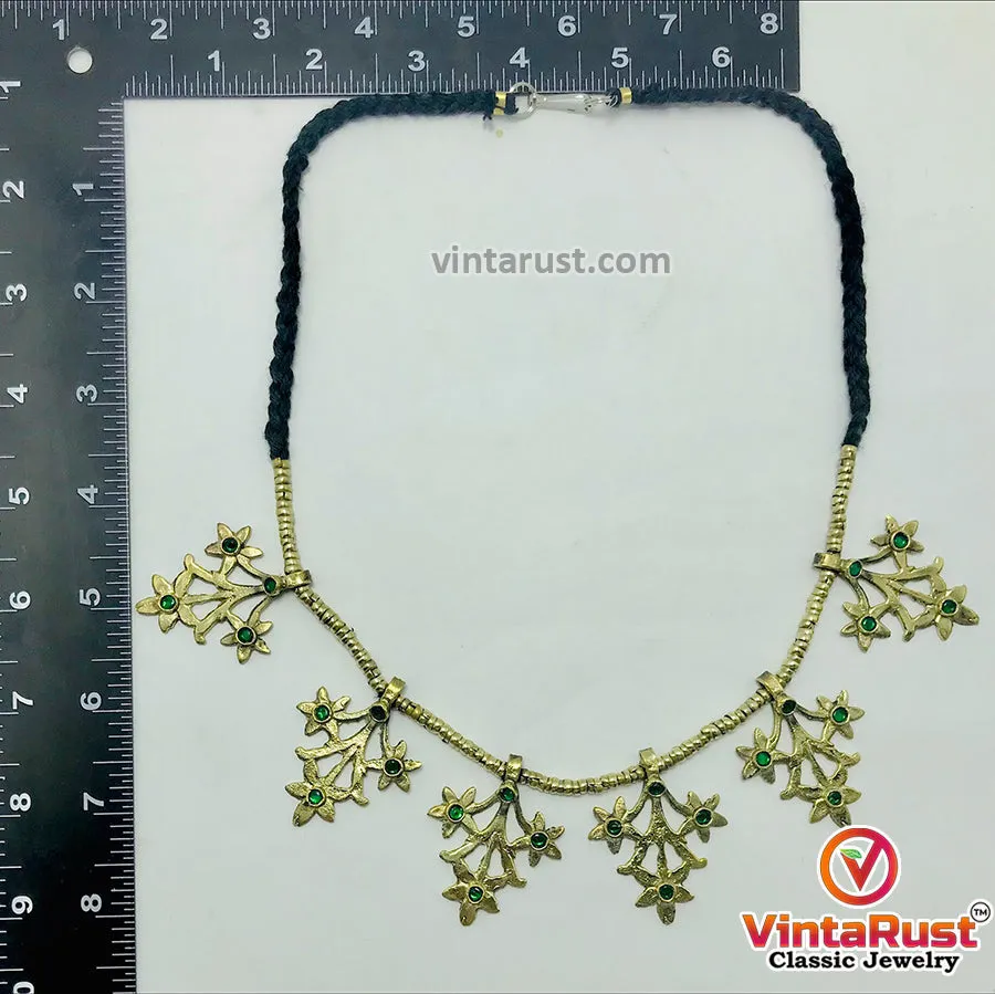 Light Weight Golden Tone Choker Necklace With Motifs