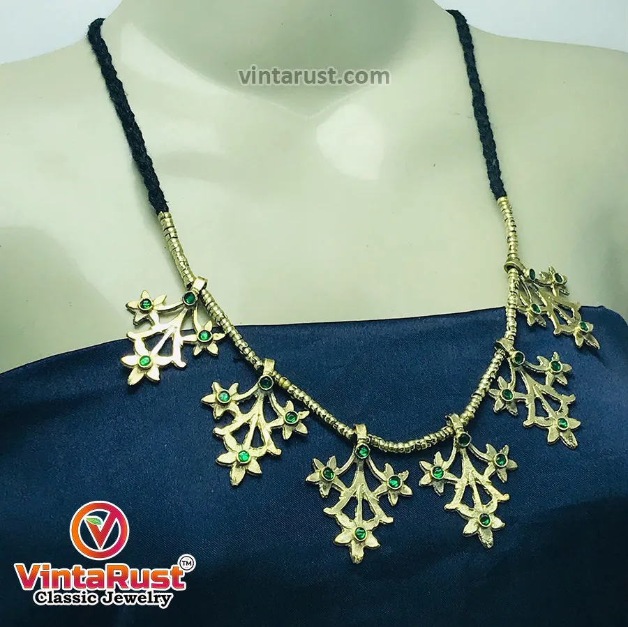 Light Weight Golden Tone Choker Necklace With Motifs