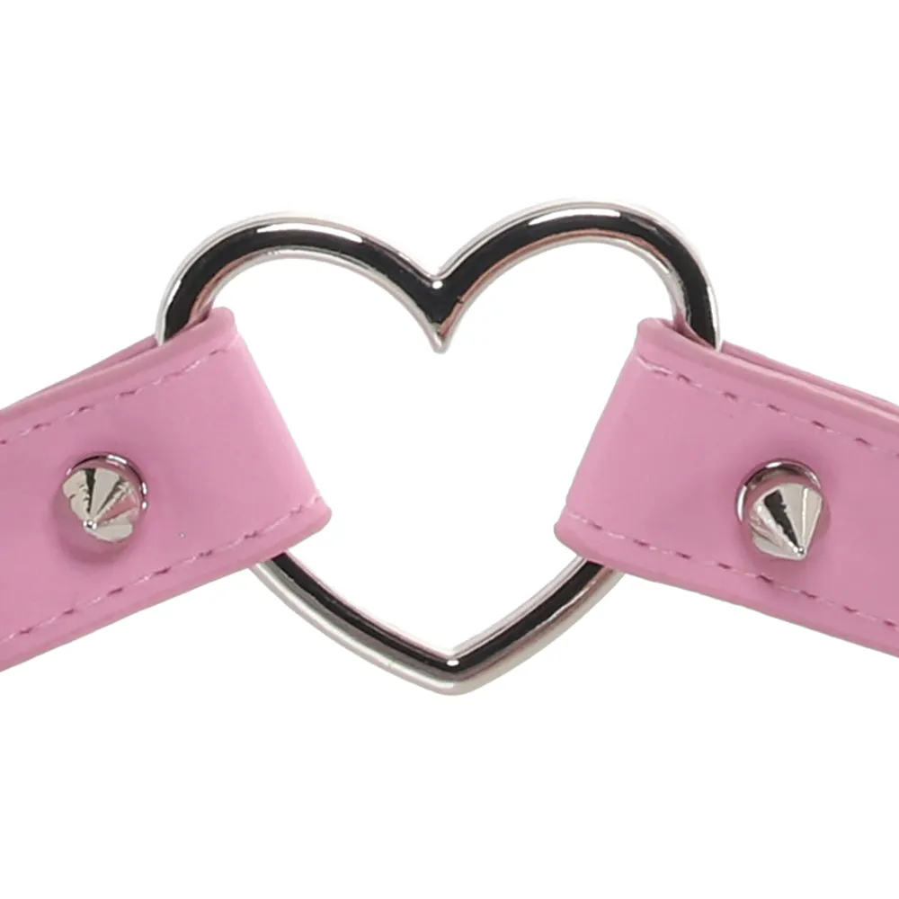 Master Series Spiked Heart Choker in Pink