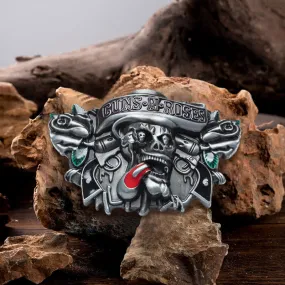 Men's DIY Classic Guns Roses Skull Buckle Leather Belt