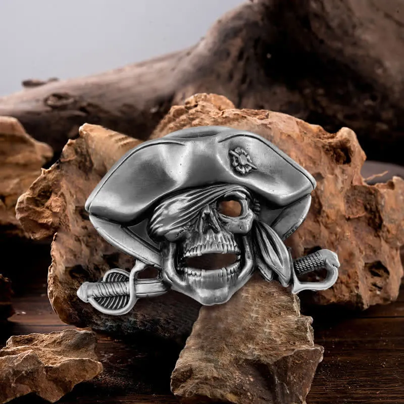 Men's DIY Punk Style Skull Pirate Buckle Leather Belt