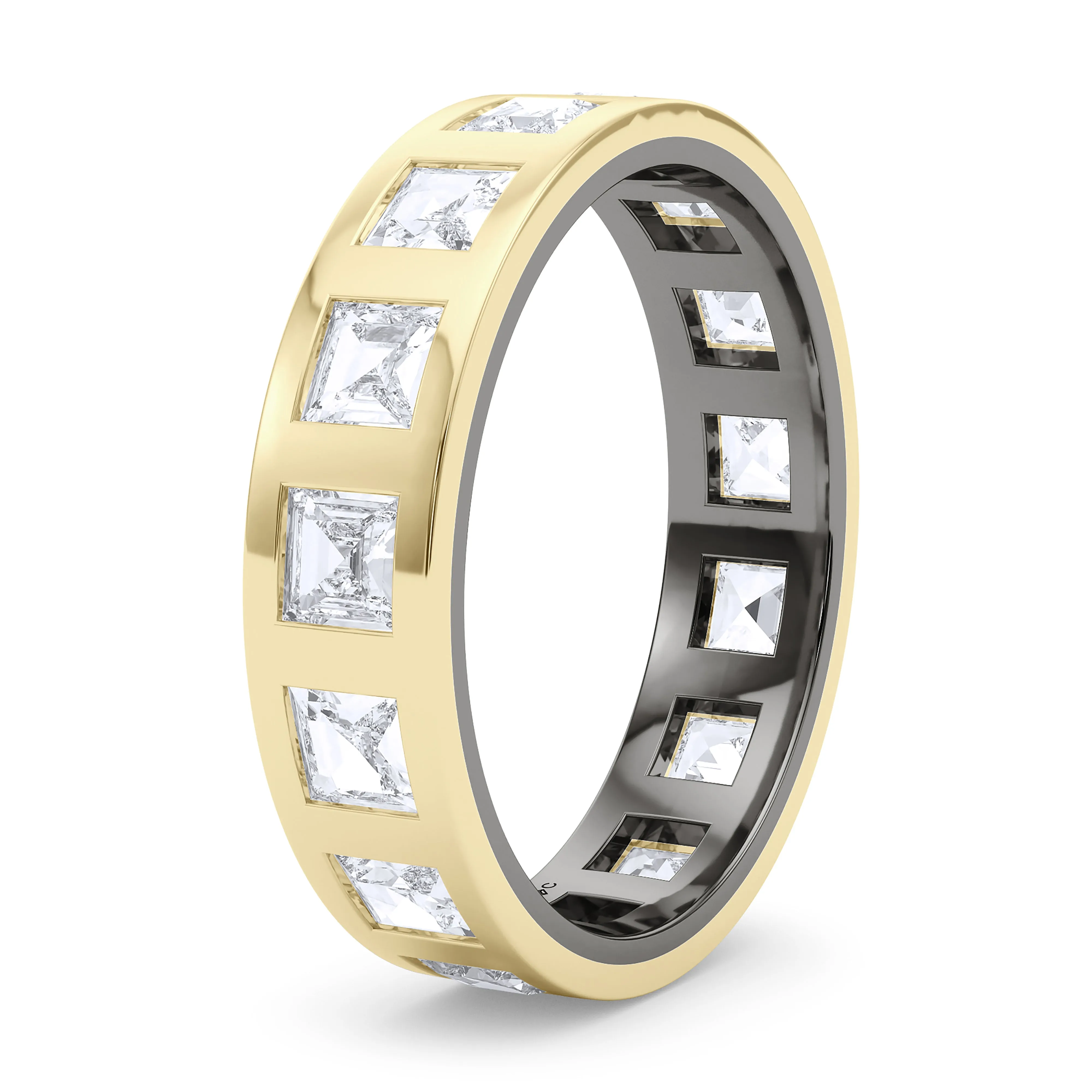 Mixed Metal Men's Asscher Cut Diamond Band