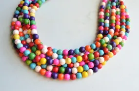 Multi Color Magensite Beaded Multi Strand Statement Necklace