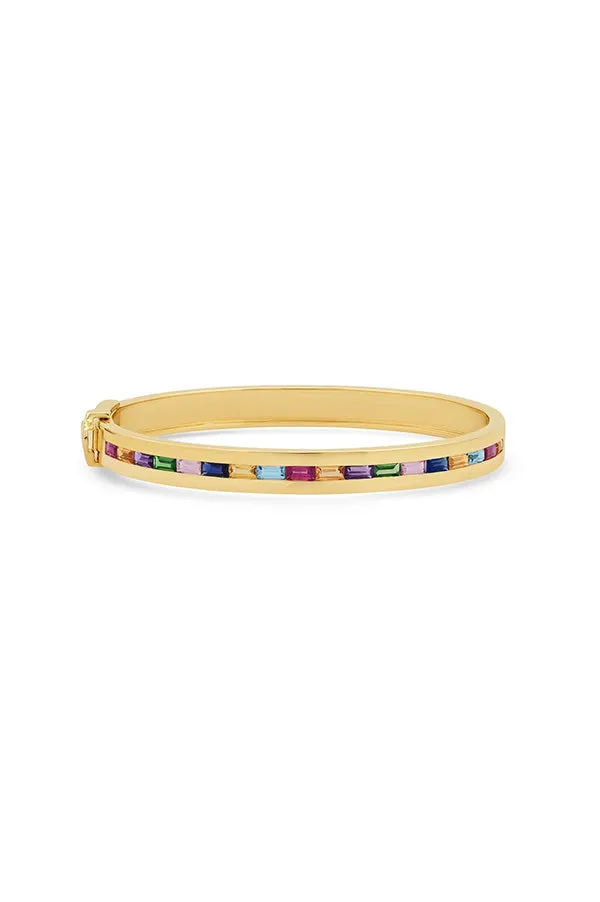 Multi Colored Baguette Row Bangle