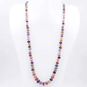 Multi Colored Sapphire Necklace Natural Sapphire Necklace Multi-Colored Sapphire Corundum Beaded Necklace SKU 6142682