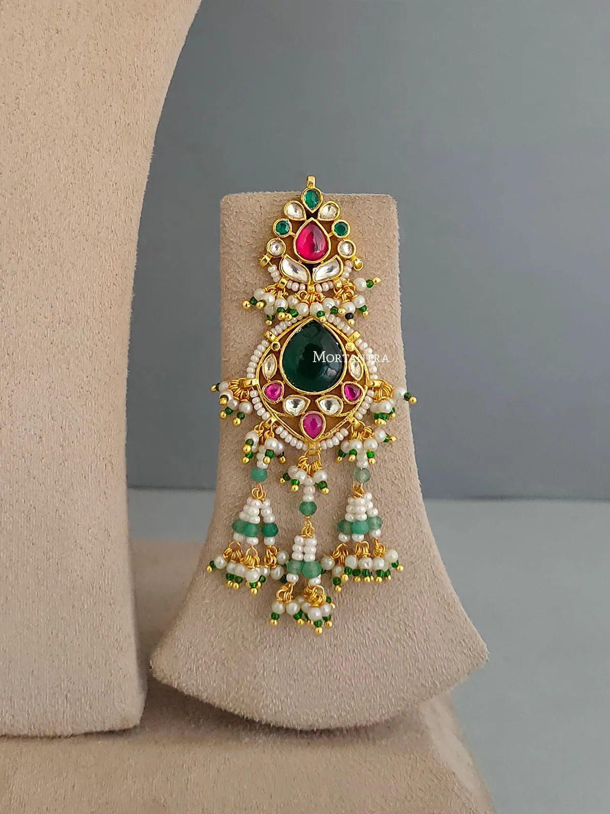 Multicolor Gold Plated Jadau Kundan Necklace Set - MS1869MA