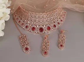 Mumtaz Bridal Choker Set Ruby Red