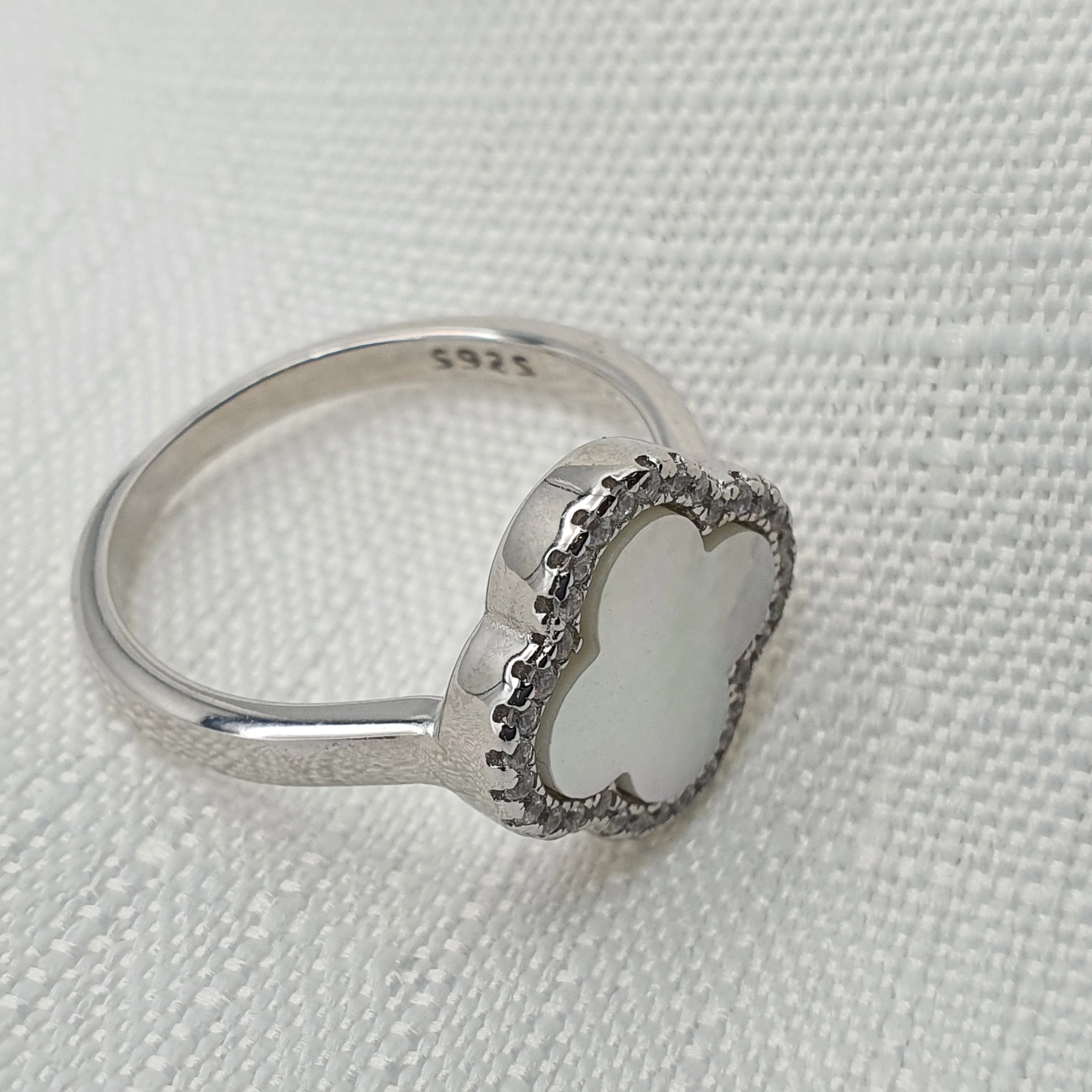 Natural Gemstone Clover Ring, Sterling Silver