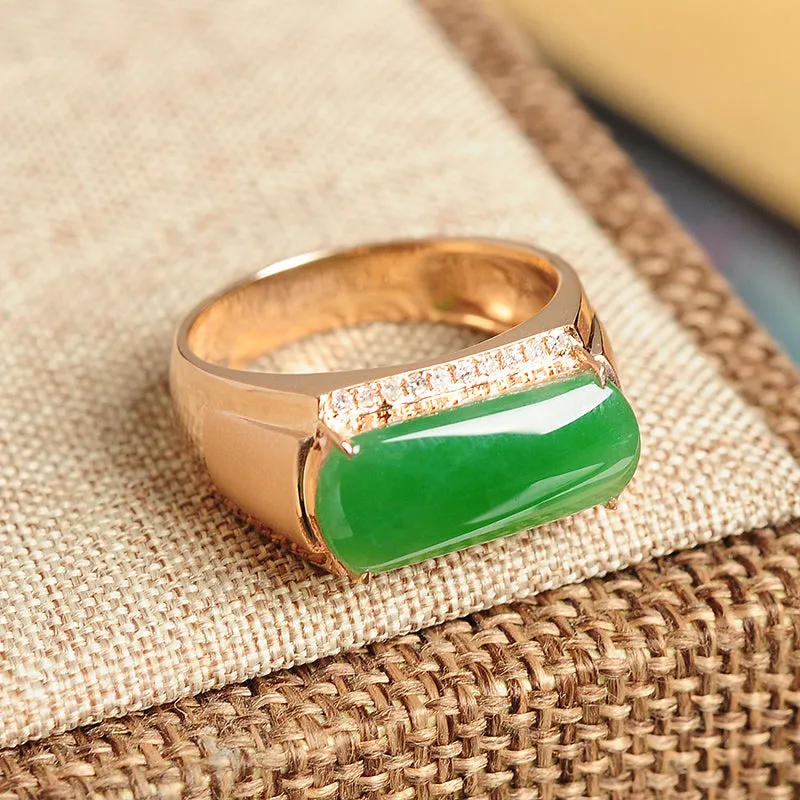 Natural Jade Ring Jadeite Gold Ring RG7