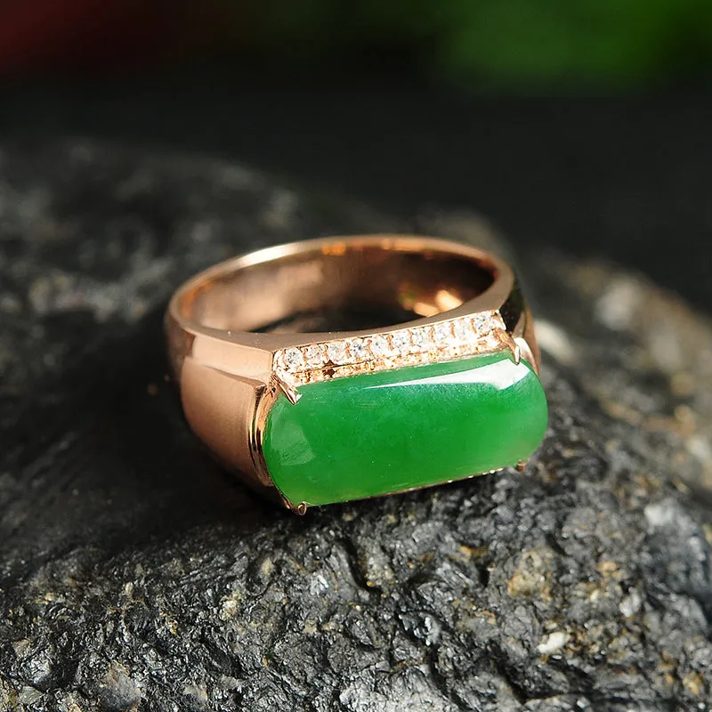 Natural Jade Ring Jadeite Gold Ring RG7