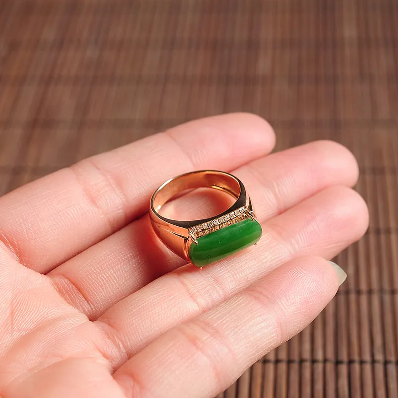 Natural Jade Ring Jadeite Gold Ring RG7