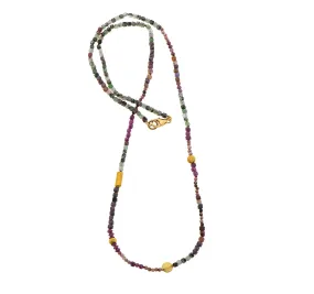 Nava Zahavi Yellow Gold Ruby Sapphire and Obsidian Necklace