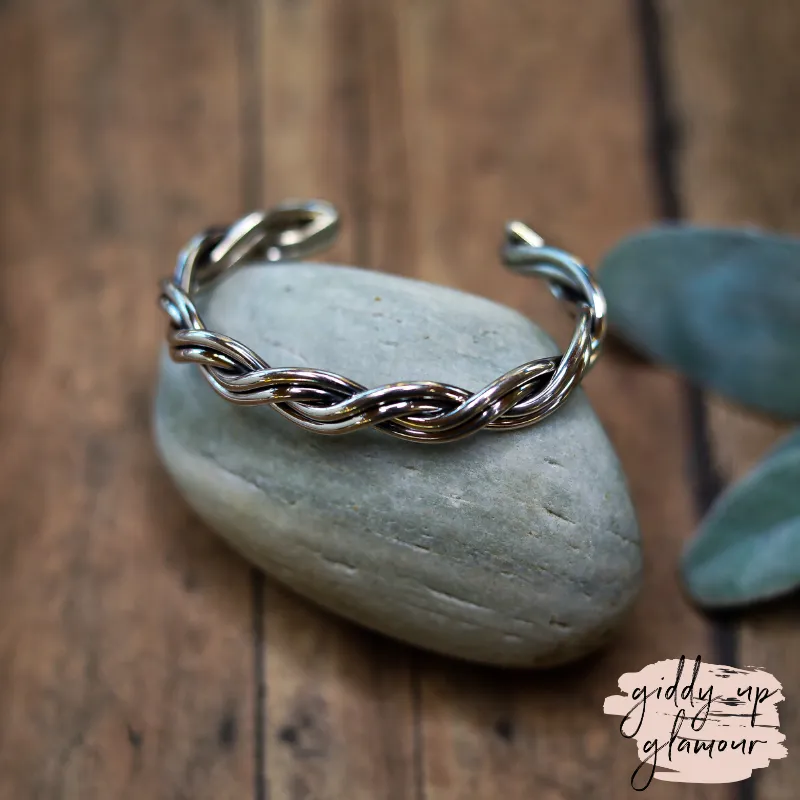 Navajo | Navajo Handmade Sterling Silver Rope Design Cuff Bracelet