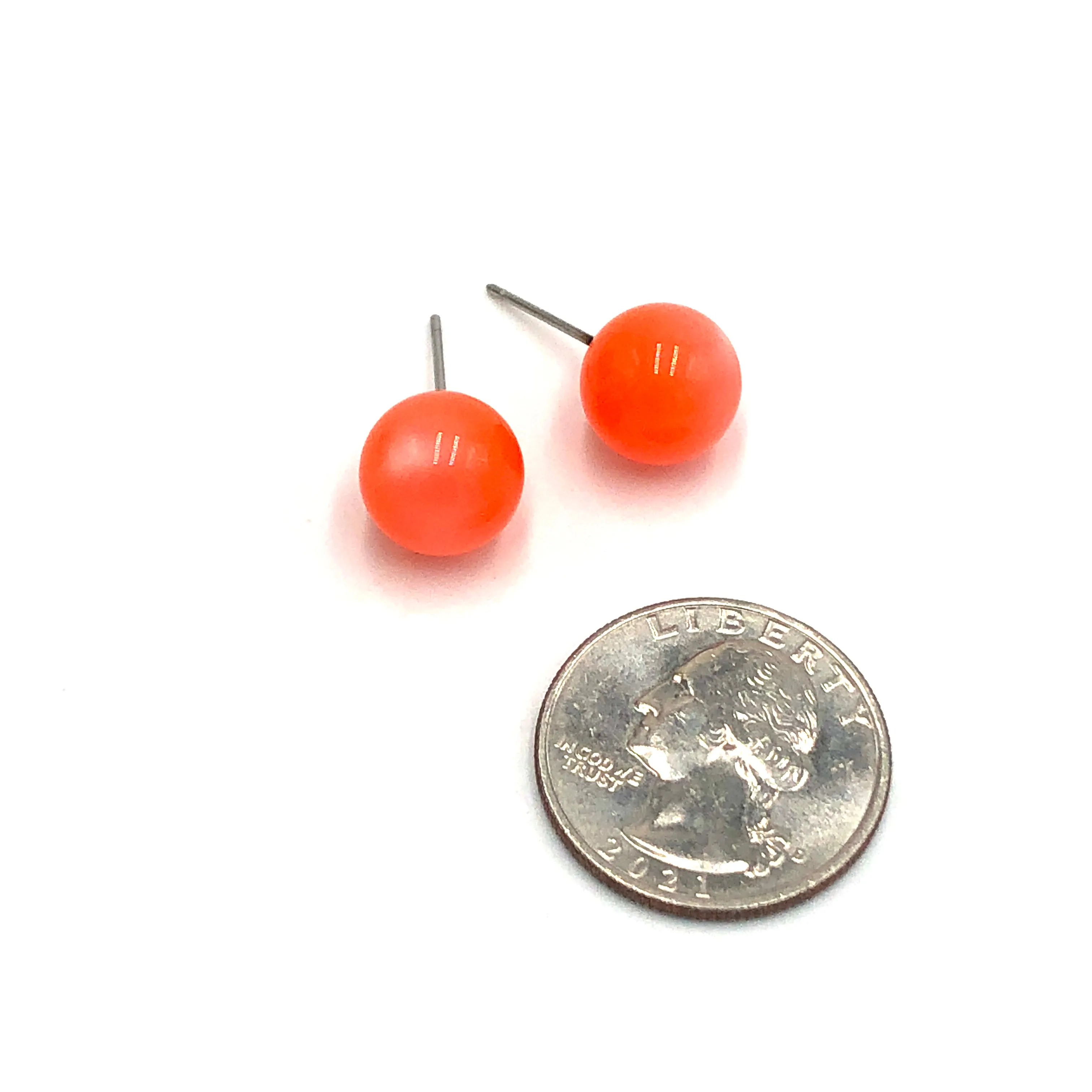 Neon Melon Moonglow Ball Stud Earrings - 12mm